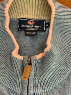 Vineyard Vines Light Blue 1/4 Zip Sweater Mens Size XL
